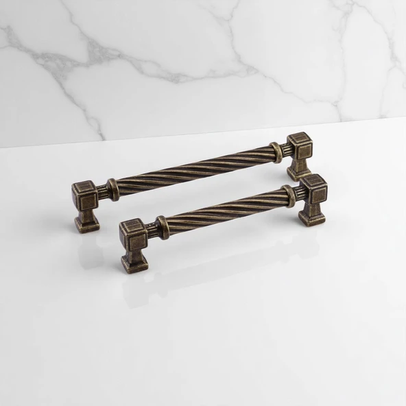 Burma Antik Sarı Eskitme Metal Kulp 192 mm Mobilya Çekmece Mutfak Dolabı Dolap Modern Kapak Kulpları - 6