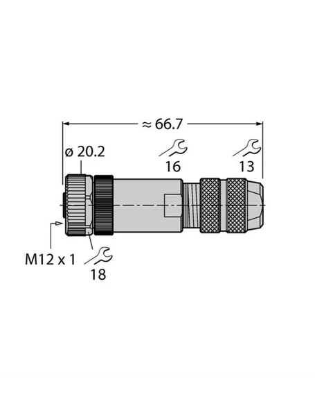 Turck 6604219 FW-M12KU5D-G-SB-ME-SH-8 YUVARLAK KONNEKTÖR M12 X 1 ürün görseli