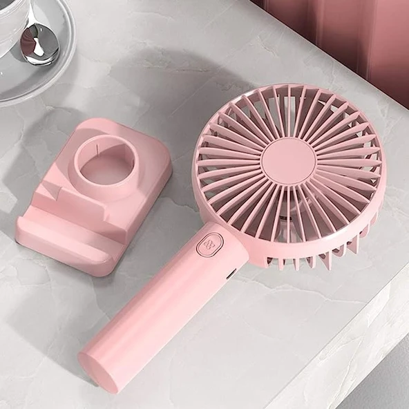 Taşınabilir Mavi Mini Şarj Edilebilir El Fanı 4 Dişli Ayarlanabilir Masa Üstü Telefon Tutucu - Resim 7