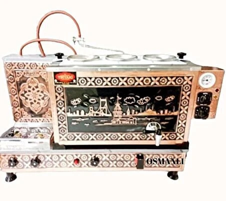 3 Demlikli Bakır Çay Kazanı CE belgeli 35 lt Kapasiteli (LPG&ELK)