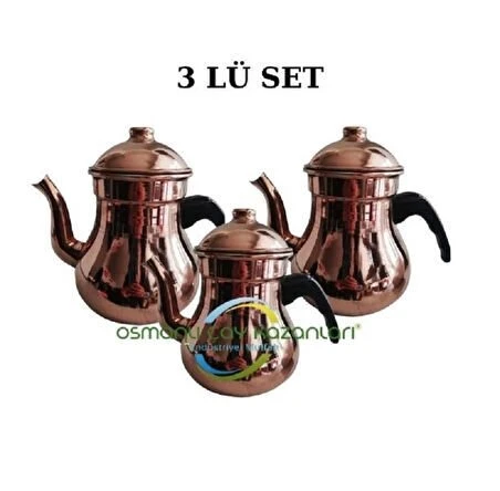 3 ADET ARMUT MODEL ÇAY KAZANLARI İÇİN BAKIR DEMLİK  2,2 LT