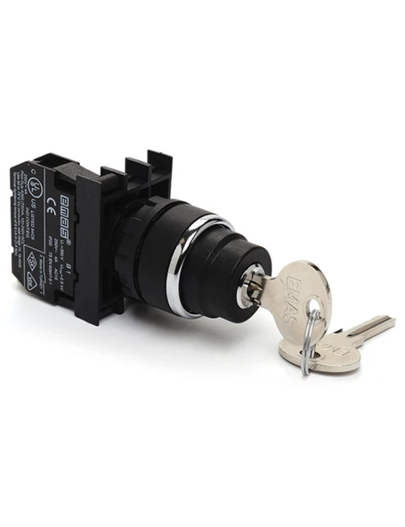 Emas B100AC30 B Serisi Plastik 1NO (II-0-I) 60° Anahtarlı Kalıcı Tüm Pozisyonlarda Anahtarı Çıkan 22 mm Buton ürün görseli