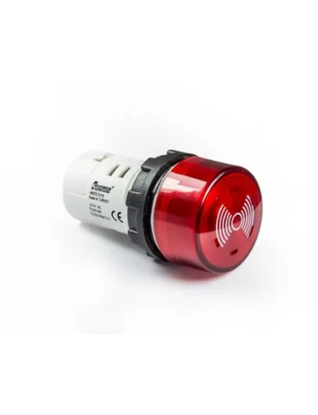 Emas MBZS012S MB Serisi Plastik LED'li 12V AC/DC 22 mm Buzzer