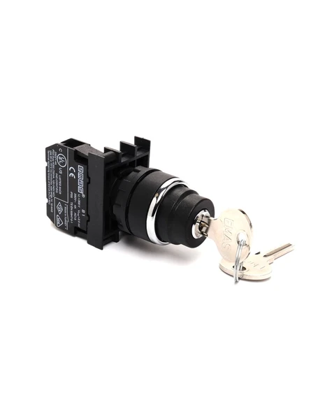 Emas B102AA20 B Serisi Plastik 1NO+1NC (0-I) 60° Anahtarlı Kalıcı 0 Pozisyonunda Anahtarı Çıkan 22 mm Buton ürün görseli
