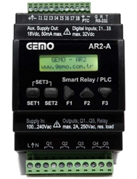 Gemo AR2-A-230VAC-8D Ray Tipi "Ladder Logic" ile Programlanabilir Akıllı Röle / PLC ürün görseli 1
