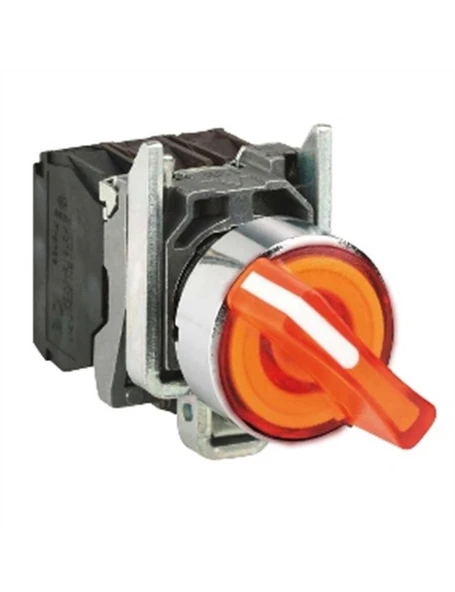 Schneider XB4BK135B5 22 mm Turuncu 2-0-1 Mandal Buton 24 V - 1