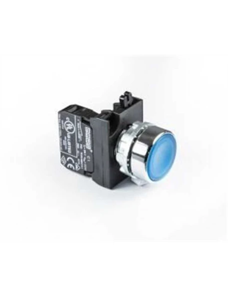 Emas CM100DM CM Serisi Metal 1NO Yaylı Düz Mavi 22 mm Buton