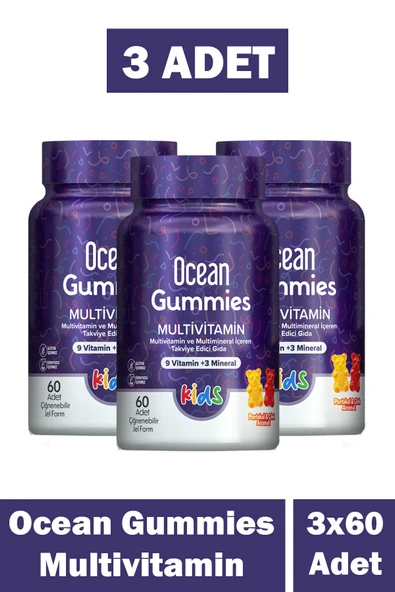 Ocean Gummies Multivitamin 60 Çiğnenebilir Jel Form 3 Adet ürün görseli 1
