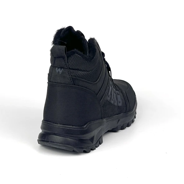 Erkek Siyah Fermuarlı Bağcıklı Outdoor Suya Soğuğa Dayanıklı Rahat İçi Kürklü Trekking Kışlık Bot - 3