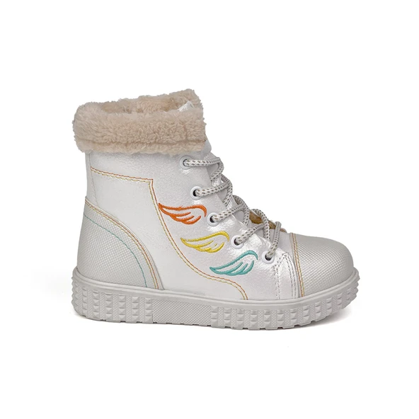 Kız Çocuk Beyaz İçi Kürklü Termo Taban Suya Soğuğa Dayanıklı Günlük Rahat Bot - 3