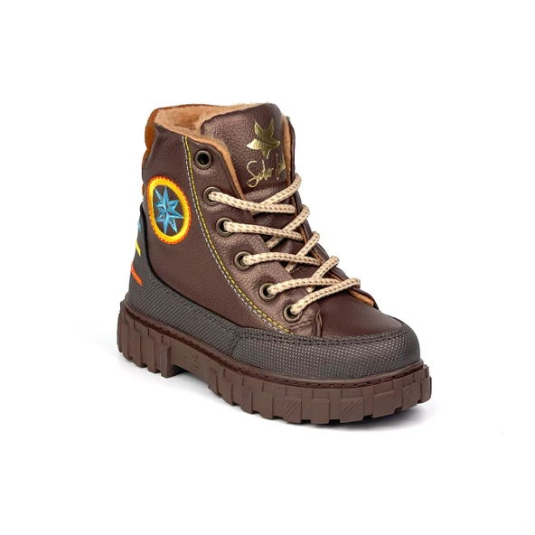 Erkek Çocuk Kahve Turkuaz İçi Kürklü Termo Taban Suya Soğuğa Dayanıklı Günlük Rahat Bot - 2