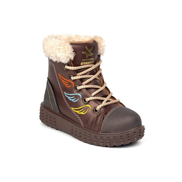 Kız Çocuk Kahve İçi Kürklü Termo Taban Suya Soğuğa Dayanıklı Günlük Rahat Bot - Resim 2