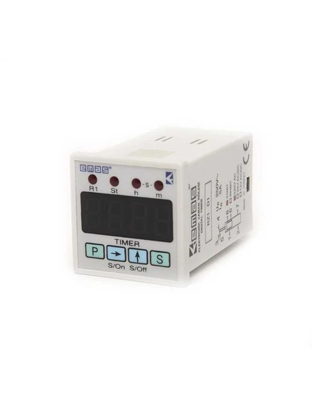 Emas RZ1D1S-5 RZ1 Serisi 230VAC 1CO5A (rezistif) 0,1sn-99,59 Saat Dijital Zaman Rölesi - 1