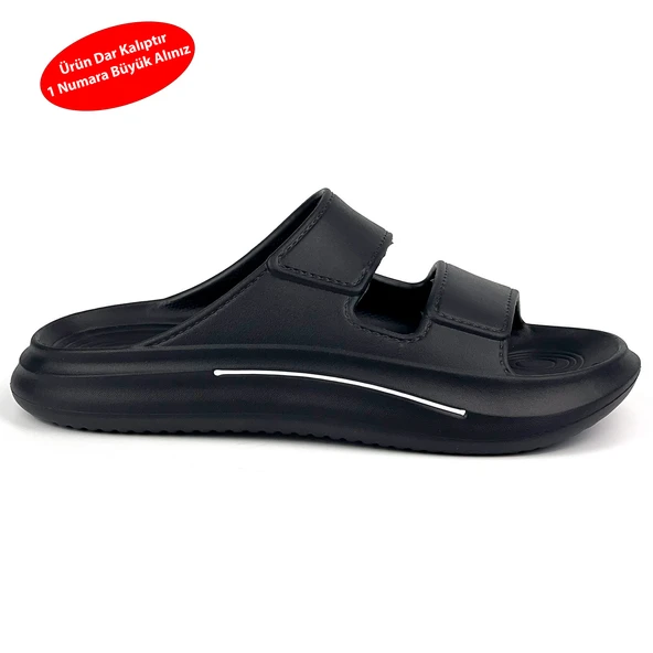 Erkek Siyah Rahat Kaymaz Taban Hafif Günlük Plaj Terlik - Resim 2