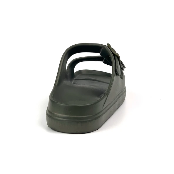 Unisex Haki Çift Tokalı Kaymaz Taban Ayarlanabilir Hafif Günlük Plaj Terlik - Resim 5