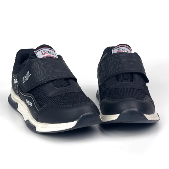 Kadın Siyah Beyaz Bağcıksız Cırtlı Hafif Rahat Günlük Sneaker Spor Ayakkabı - 1