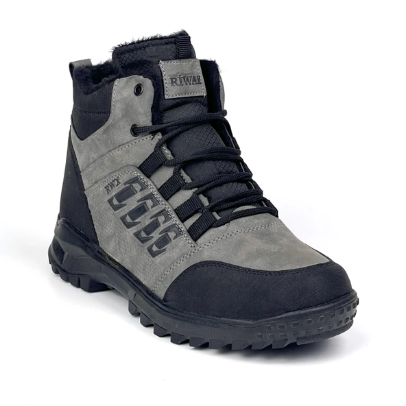 Erkek Füme Fermuarlı Bağcıklı Outdoor Suya Soğuğa Dayanıklı Rahat İçi Kürklü Trekking Kışlık Bot - 1