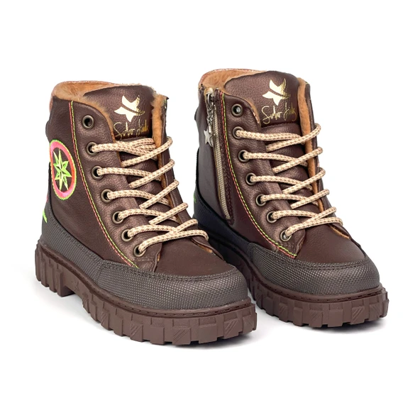 Erkek Çocuk Kahve İçi Kürklü Termo Taban Suya Soğuğa Dayanıklı Günlük Rahat Bot