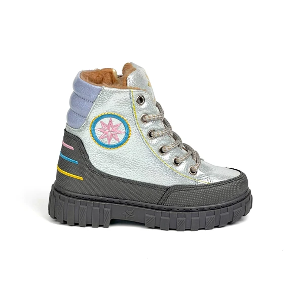 Kız Çocuk Gümüş Platin İçi Kürklü Termo Taban Suya Soğuğa Dayanıklı Günlük Rahat Bot - 3