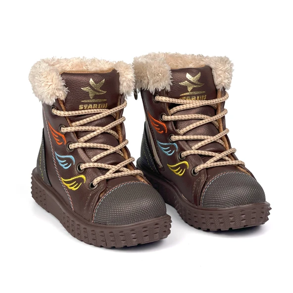 Kız Çocuk Kahve İçi Kürklü Termo Taban Suya Soğuğa Dayanıklı Günlük Rahat Bot ürün görseli 1