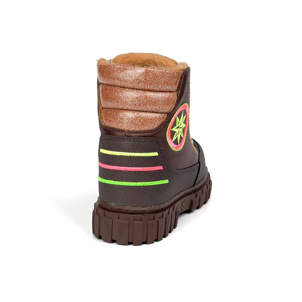 Erkek Çocuk Kahve İçi Kürklü Termo Taban Suya Soğuğa Dayanıklı Günlük Rahat Bot - 4