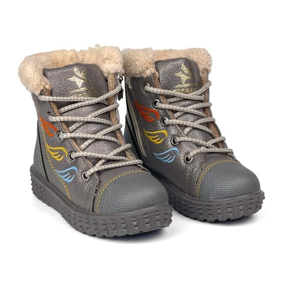 Kız Çocuk Platin İçi Kürklü Termo Taban Suya Soğuğa Dayanıklı Günlük Rahat Bot