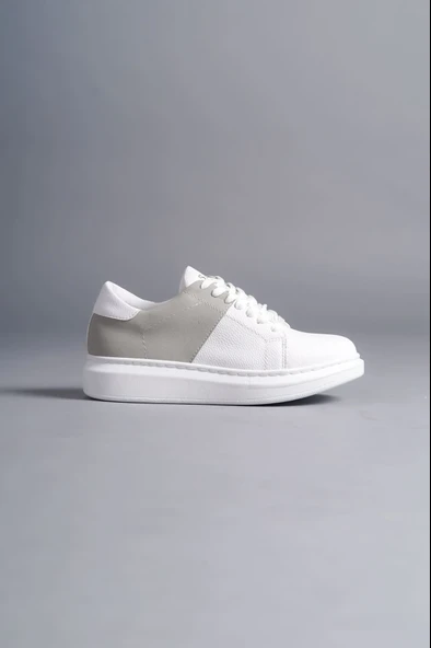 ET151 Boost Bağcıklı Cilt Süet Erkek Günlük Sneaker Ayakkabı BT - Beyaz/Gri - 4