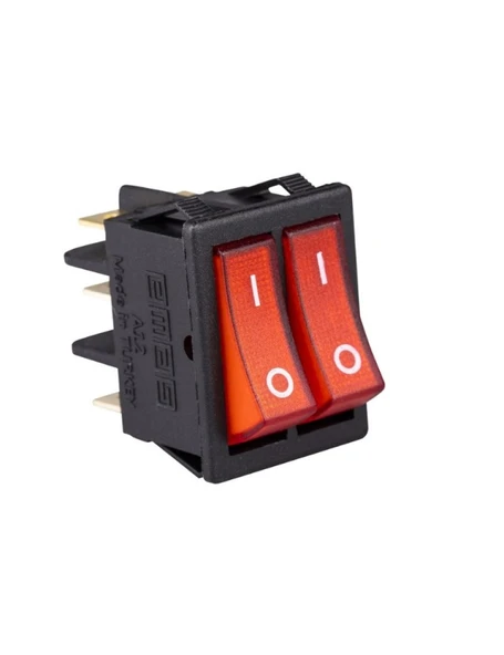 Emas A12B1K11 30*22mm Siyah Gövde 1NO+1NO Işıklı Terminalli 0-1 Baskılı Kırmızı A12 Serisi Anahtar ürün görseli