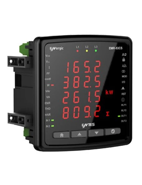 Entes M4763 EMR-04S 96x96 Hayalet LED Ekranlı RS-485 Haberleşmeli Güç ve Enerji Ölçer 100-270VAC/DC 2 Dijital Giriş 2 Dijital Çıkış