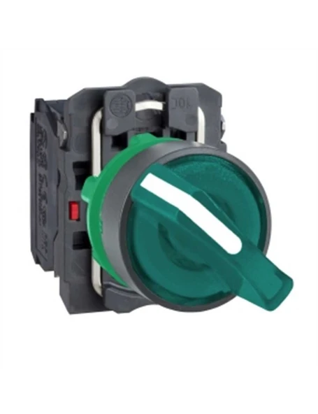 Schneider XB5AK123M5 Yeşil Komple Işıklı Mandal Buton 22 mm 2 Konumlu Sabit 1Na 1Nk 230V - 1