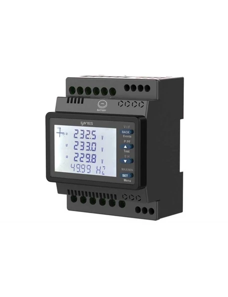 Entes M3450 MPR-25S-22 Ekranlı Şebeke Analizörü 95-270VAC/DC 2 Dijital Giriş 2 Dijital Çıkış RS-485 DIN4
