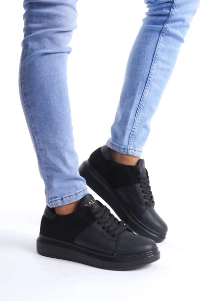 ET151 Boost Bağcıklı Cilt Süet Erkek Günlük Sneaker Ayakkabı ST - Siyah ürün görseli