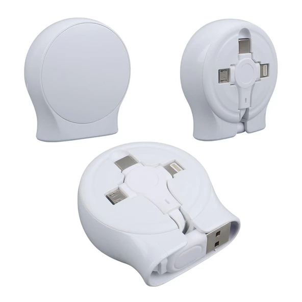 Ayt Powermaster PM-27143 1 Metre Makaralı 3In1 Şarj Kablosu Lightning Type-c Micro Usb İphone Şarj Data Kablo - 2