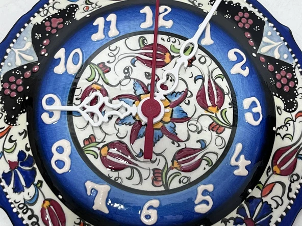 Çini Boyama Kabartma Duvar Saat 18cm - Çini Saat - 3