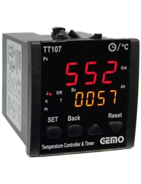 Gemo TT107-230VAC-R Dahili Zaman Röleli "Auto-tune PID" Sıcaklık Kontrol Cihazı