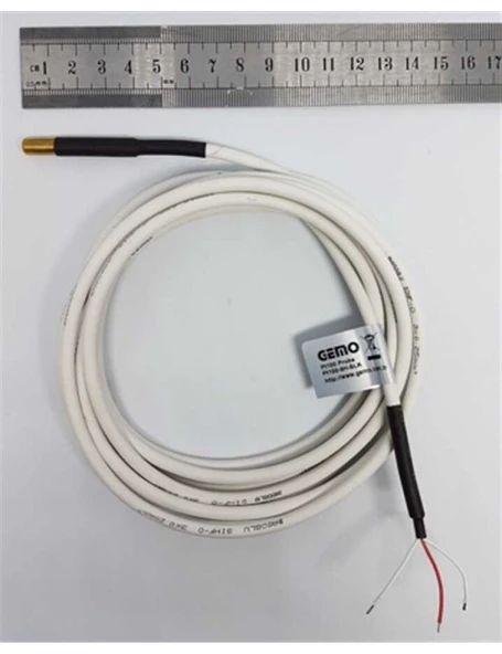 Gemo PT100-6H-SLK Sıcaklık Sensörü 3m Silikon Kablolu (3 telli) Pt-100 Sensör, Uç Çapı 6 mm, (-50°C ... +200°C)