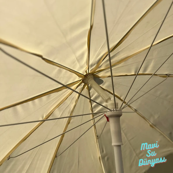 Plaj Deniz Balkon Şemsiyesi | Sentetik Kumaşlı Şemsiye | Bidon Dahil | Eğilebilir | 2 Metre Şemsiye - 8