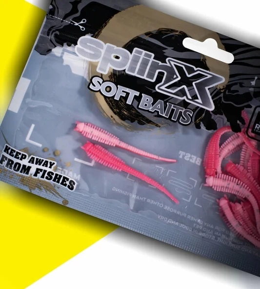 Spiinx Sandworm Lrf Silikon 6Cm 18P UV Renk: Sugar Pink - Resim 2