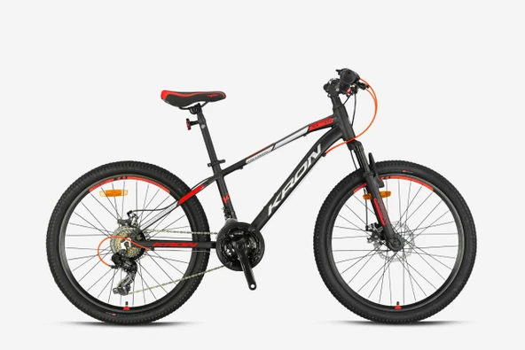 KRON XC 75 M DİSC 24 JANT ÇOCUK BİSİKLETİ MAT SİYAH GRİ KIRMIZI - 1