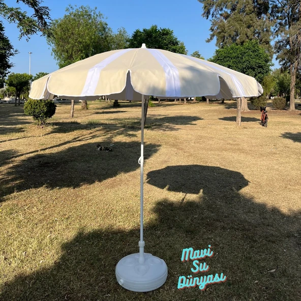 Plaj Deniz Balkon Şemsiyesi | Sentetik Kumaşlı Şemsiye | Bidon Dahil | Eğilebilir | 2 Metre Şemsiye