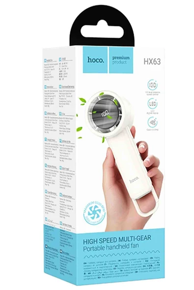 Hoco HX63 Fashion Dijital Göstergeli Yüksek Hızlı El Tipi ve Masaüstü Soğutucu Fan - Resim 7