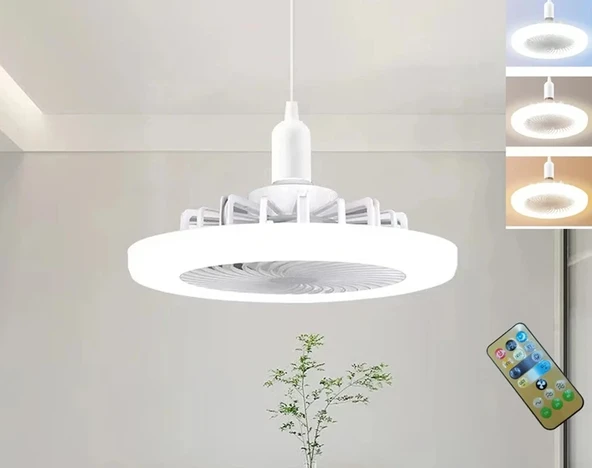 CATA CT-1153 Poyraz Fanlı 42 Watt LED Ampul lamba beyaz ışık vantilatör aydınlatma E27 3 renk dim edilebilir - 1