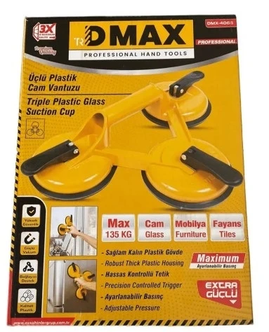 Dmax Üçlü Plastik Cam Vantuzu Max.135 KG DMX-4066 - 2