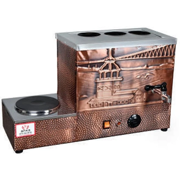 Anka Eko Elektrikli Çay Kazanı 3 Demlikli 34 Litre Pleytli Bakır ürün görseli 1