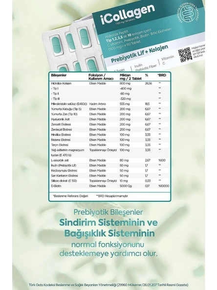 Icollagen Kolajen ve Probiyotik Tablet - 60 Tablet - 3