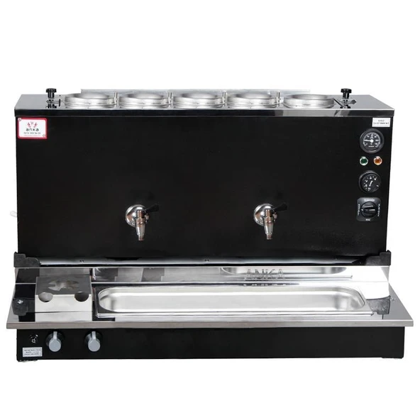 Anka Pro Plus Otomatik Çay Kazanı, 5 Demlikli, 50 Litre, Siyah, Elektrik+Doğalgaz ürün görseli