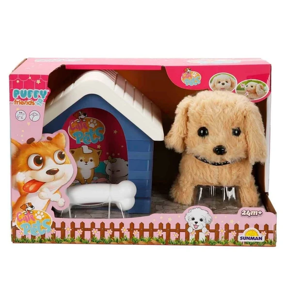 Sesli ve Hareketli Kulübeli Sevimli Peluş Köpek - 3