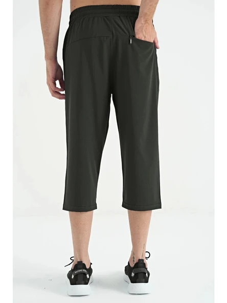 TOMMY LIFE Siyah Bağcıklı Standart Kalıp Fermuar Cepli Kapri 83096 - 4