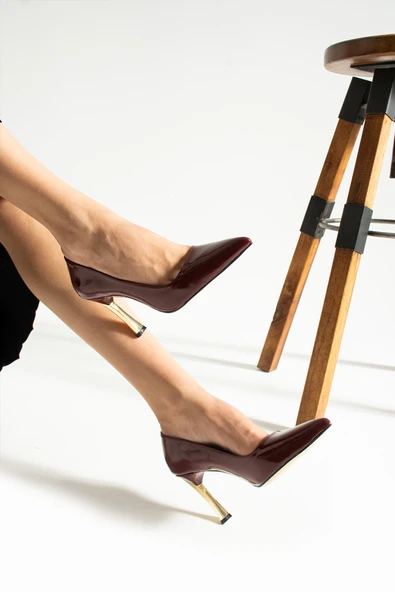 Bordo Rugan Stiletto Konforlu Günlük Ve Özel Gün Kadın Topuklu Ayakkabı - 2
