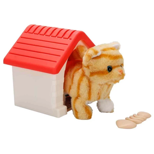Sesli ve Hareketli Kulübeli Sevimli Peluş Kedi - 2